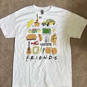 White Graphic T-Shirt with Friends Theme